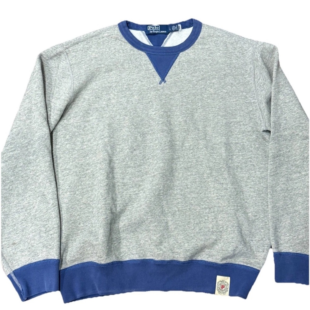 Polo Ralph Lauren Gray and Blue Crewneck Sweater Large